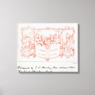 De eerste kerstkaart, van J.C.Horsley, 1843 Canvas Afdruk