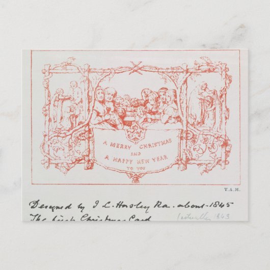 De eerste kerstkaart, van J.C.Horsley, 1843 Feestdagenkaart (Voorkant)