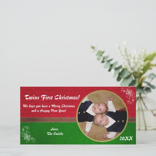 De Eerste Kerstkaart van tweelingen (Staand voorkant)