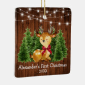 De eerste kerstlampjes van baby Deer Red Bow Keramisch Ornament (Rechts)