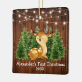 De eerste kerstlampjes Waterverf Deer Keramisch Ornament (Links)
