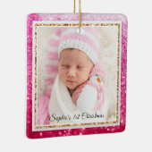 De eerste kerstman Paarse foto van baby's Keramisch Ornament (Rechts)