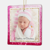 De eerste kerstman Paarse foto van baby's Keramisch Ornament (Links)