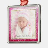 De eerste kerstman Paarse foto van baby's Metalen Ornament (Links)