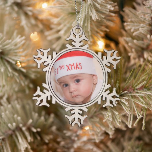 De eerste kerstman van baby's Ornament Snowflake (Boom)