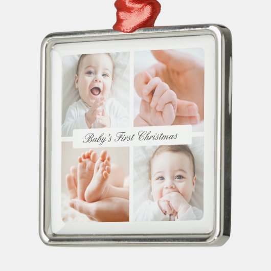 De eerste Kerstmis 4 fotovakantie van de moderne c Metalen Ornament (Links)