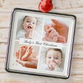 De eerste Kerstmis 4 fotovakantie van de moderne c Metalen Ornament