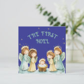 De Eerste Kerstmis Engelen Feestdagenkaart (Staand voorkant)