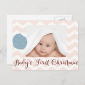 De eerste kerstmis van baby met foto feestdagenkaart (Voorkant / Achterkant)