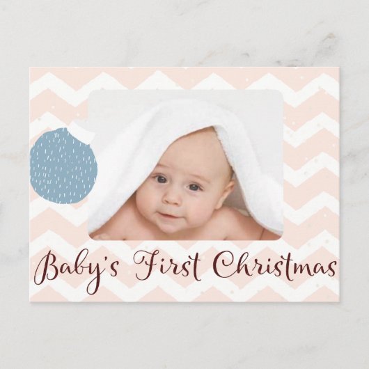 De eerste kerstmis van baby met foto feestdagenkaart (Voorkant)