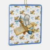 De eerste Kerstmis van baby personaliseert Blauwe  Keramisch Ornament (Rechts)
