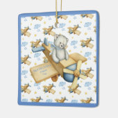 De eerste Kerstmis van baby personaliseert Blauwe  Keramisch Ornament (Links)