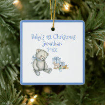 De eerste Kerstmis van baby personaliseert Blauwe 