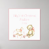 De eerste Kerstmis van baby personaliseert de Roze Canvas Afdruk (Voorkant)