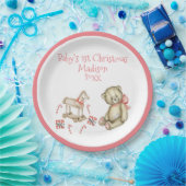 De eerste Kerstmis van baby personaliseert de Roze Papieren Bordje (Feest)