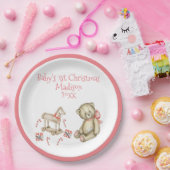 De eerste Kerstmis van baby personaliseert de Roze Papieren Bordje (Feest)