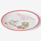 De eerste Kerstmis van baby personaliseert de Roze Papieren Bordje (Gekanteld)