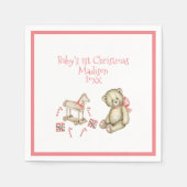 De eerste Kerstmis van baby personaliseert de Roze Servet (Voorkant)