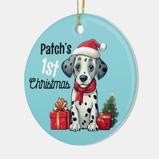 De eerste Kerstmis van Dalmatiër Keramisch Ornament (Links)
