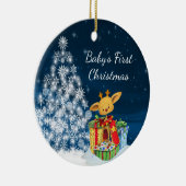 De eerste Kerstmis van de aangepaste rendierbaby Keramisch Ornament (Rechts)