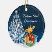 De eerste Kerstmis van de aangepaste rendierbaby Keramisch Ornament (Links)