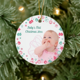 De Eerste Kerstmis van de baby Douanefoto Kerstmis Keramisch Ornament