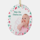 De Eerste Kerstmis van de baby Douanefoto Kerstmis Keramisch Ornament (Rechts)