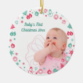 De Eerste Kerstmis van de baby Douanefoto Kerstmis Keramisch Ornament (Voorkant)