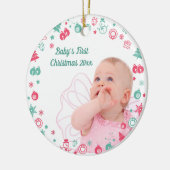 De Eerste Kerstmis van de baby Douanefoto Kerstmis Keramisch Ornament (Links)