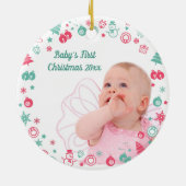 De Eerste Kerstmis van de baby Douanefoto Kerstmis Keramisch Ornament (Achterkant)
