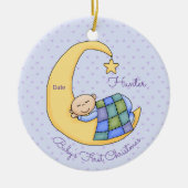 De eerste kerstmis van de baby - Jongen - Slapen o Keramisch Ornament (Voorkant)