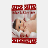 De eerste kerstmis van de baby op maat metalen ornament (Voorkant links)