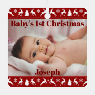 De eerste kerstmis van de baby op maat metalen ornament