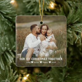 De eerste Kerstmis van de familie samen met Snowfl Keramisch Ornament