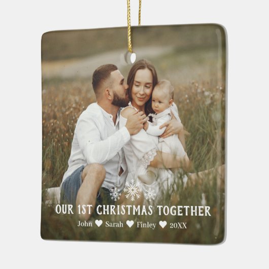 De eerste Kerstmis van de familie samen met Snowfl Keramisch Ornament (Links)