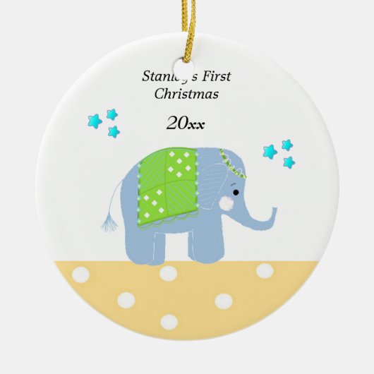 De eerste Kerstmis van de Indiase Elephant Baby Keramisch Ornament (Voorkant)
