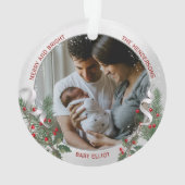 De eerste Kerstmis van de nieuwe baby met zilveren Ornament (achterkant)