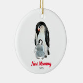 De eerste Kerstmis van de nieuwe mama Penguin Newb Keramisch Ornament (Rechts)