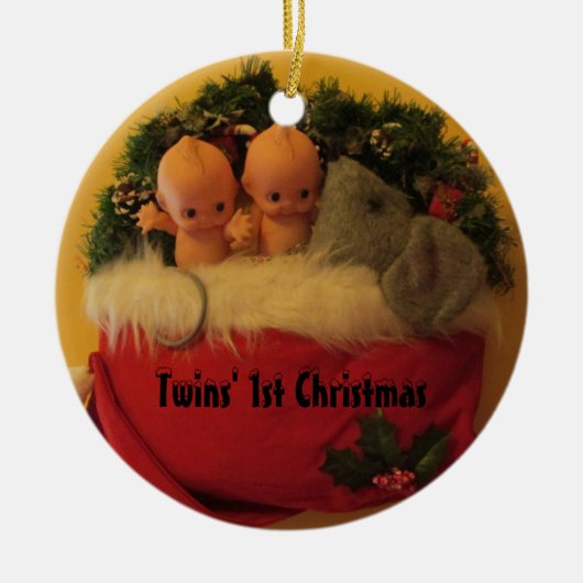 De eerste Kerstmis van de Twins Keramisch Ornament (Voorkant)