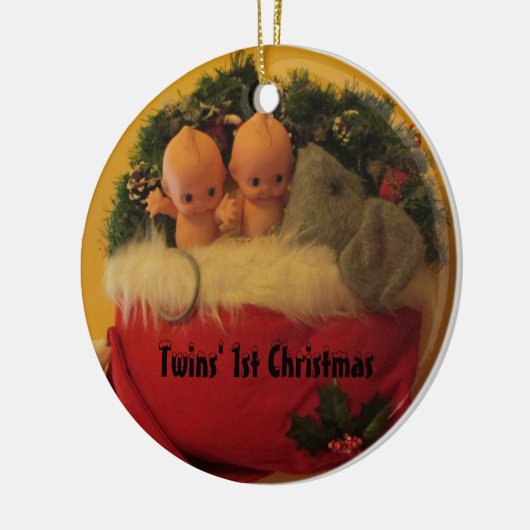 De eerste Kerstmis van de Twins Keramisch Ornament (Links)