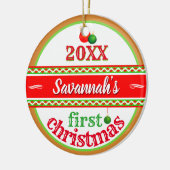 De eerste kerstmis van je baby keramisch ornament (Links)