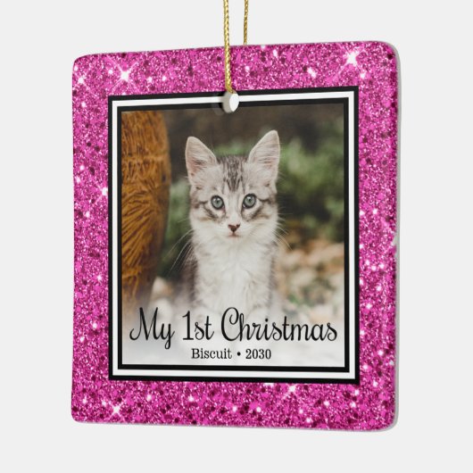 De eerste Kerstmis van Kitten Keramisch Ornament (Links)