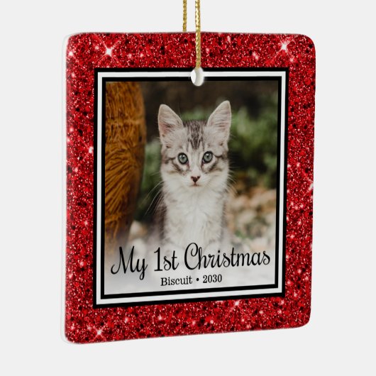 De eerste Kerstmis van Kitten Keramisch Ornament (Rechts)