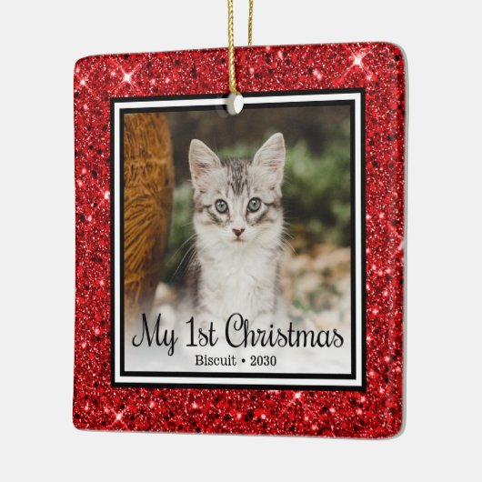 De eerste Kerstmis van Kitten Keramisch Ornament (Links)