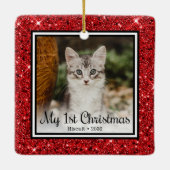 De eerste Kerstmis van Kitten Keramisch Ornament (Achterkant)