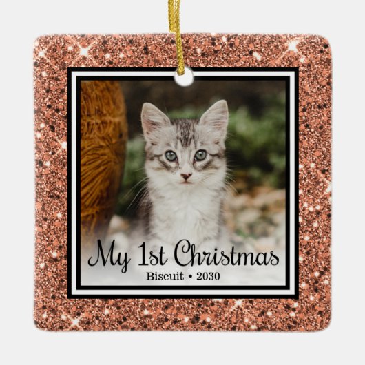 De eerste Kerstmis van Kitten Keramisch Ornament (Voorkant)