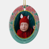 De eerste Kerstmis van Red & Green Poinsettia Baby Keramisch Ornament (Rechts)