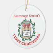 De Eerste Kerstmis van Sourdough Starter Voeg Naam Keramisch Ornament (Links)