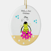 De eerste Kerstmis van Whimsical Bee Baby Keramisch Ornament (Rechts)