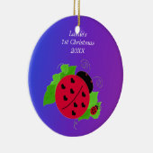 De eerste Kerstmis van Whimsical Ladybug Keramisch Ornament (Rechts)
